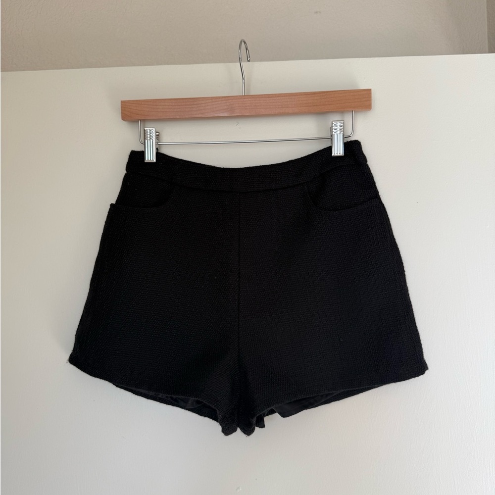 Lulu's Black High-Waist Textured Shorts